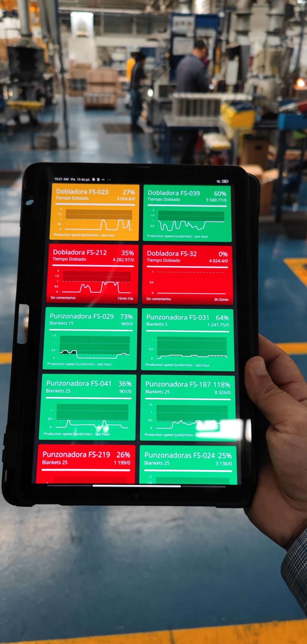 Evocon Factory Overview on a tablet