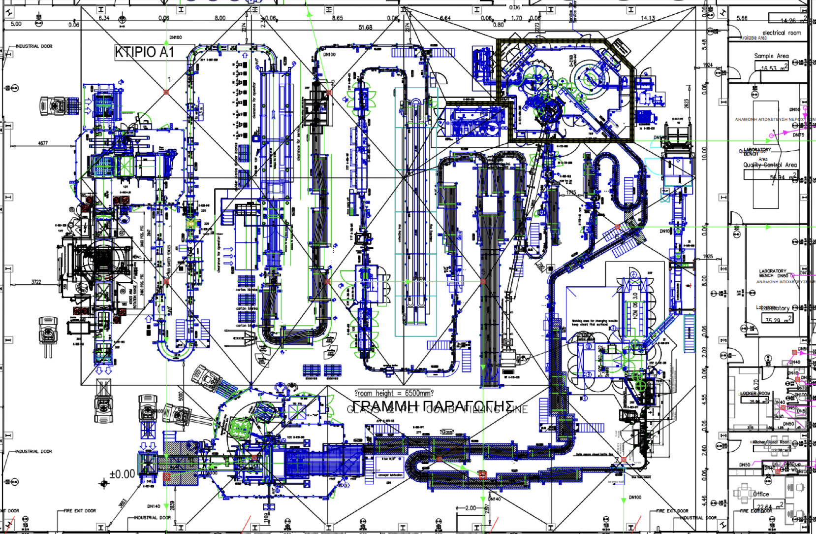 A medium to high complexity bottling line