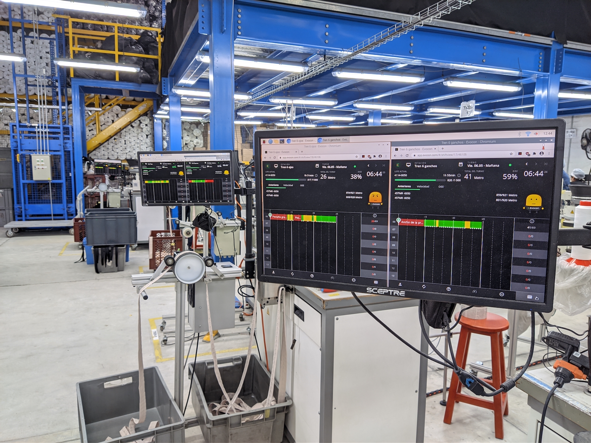 screens with OEE on the shop floor in Chala
