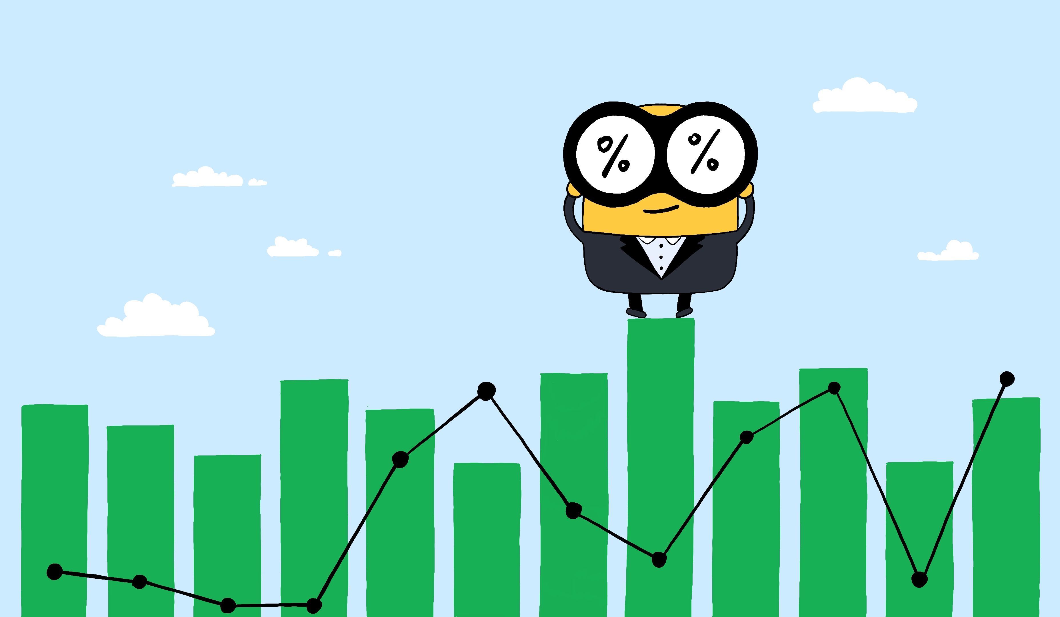 Mr. Evocon climbing on top of an OEE chart